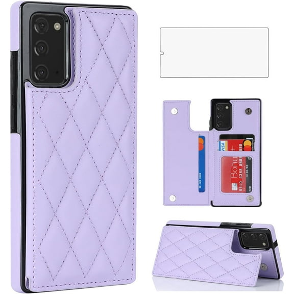 HCTian Phone Case for Samsung Galaxy Note 20 5G Wallet Cover with Tempered Glass Screen Protector and Leather RFID Card Holder Stand Cell Accessories Note20 Notes 20s Twenty Not S20 Women Men
