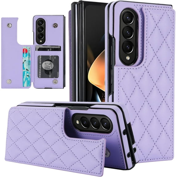 HCTian Phone Case for Samsung Galaxy Z Fold 3 5G 2021 Wallet Cover with Leather RFID Credit Card Holder Stand Slot Rugged Mobile Flip Cell Accessories ZFold3 Z3 Fold3 3Z ZFold35G Women Men