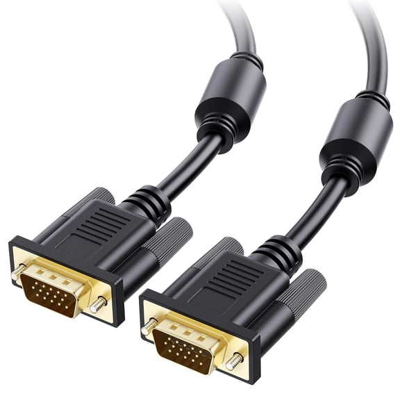 HCTian VGA Cable with Ferrites - 10ft, VGA Cord for Computer Monitor, Monitor Cable Male to Male