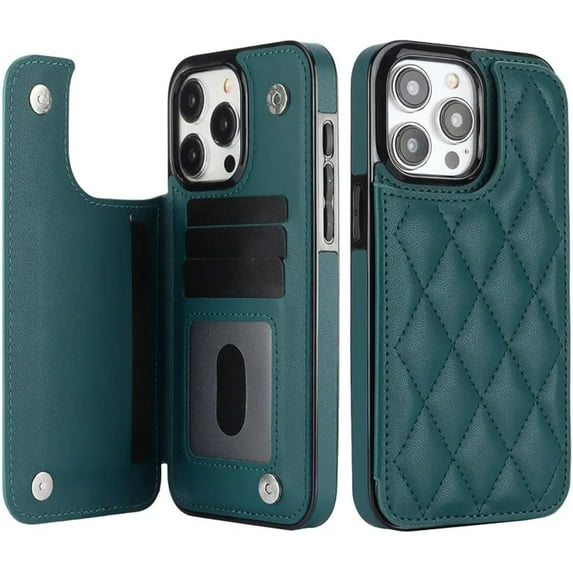 HCTian for iPhone 14 Pro Max Luxury Leather Wallet Card Phone Case Flip Stand Cover
