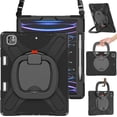 thumbnail image 1 of HCTian for iPad Air 13 Inch Case M3 2025/ M2 2024, iPad Pro 12.9 (6th/5th/4th/3rd Gen), Heavy Duty Shockproof Cover w/Pencil Holder, Rotating Handle Grip, Stable Kickstand, Shoulder Strap, 1 of 7