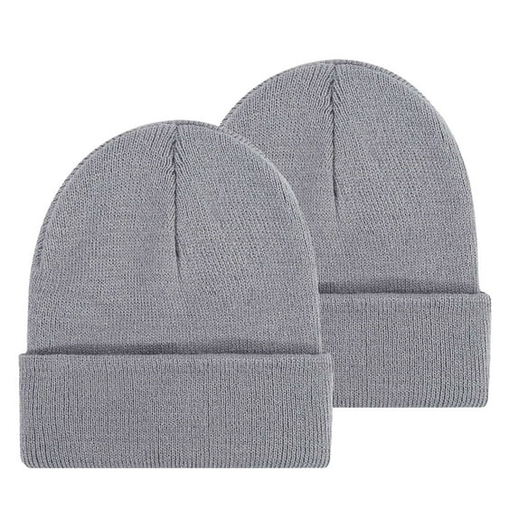 HCURIBAD 2 Pack Winter Beanie Hats for Men Women, Warm Cozy Knitted Cuffed Skull Cap, Soft Warm Hat for Men / Women Ski Watch Cap, Wholesale, Woolen Hat One Size