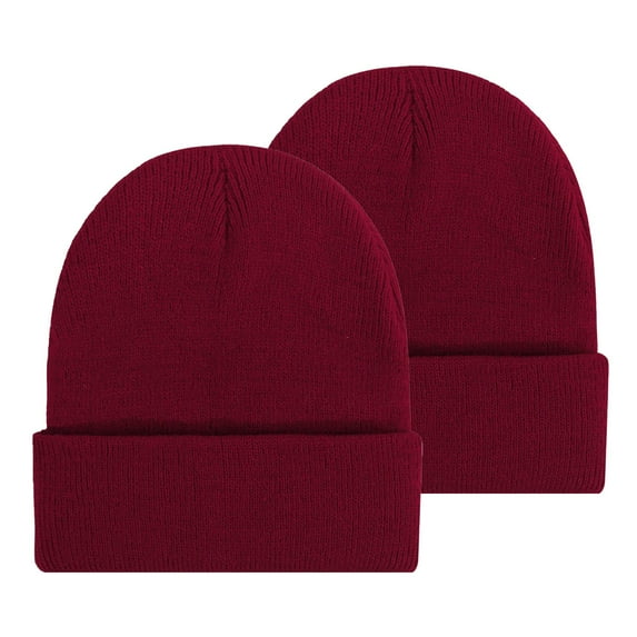 HCURIBAD 2 Pack Winter Beanie Hats for Men Women, Warm Cozy Knitted Cuffed Skull Cap, Soft Warm Hat for Men / Women Ski Watch Cap, Wholesale, Woolen Hat One Size