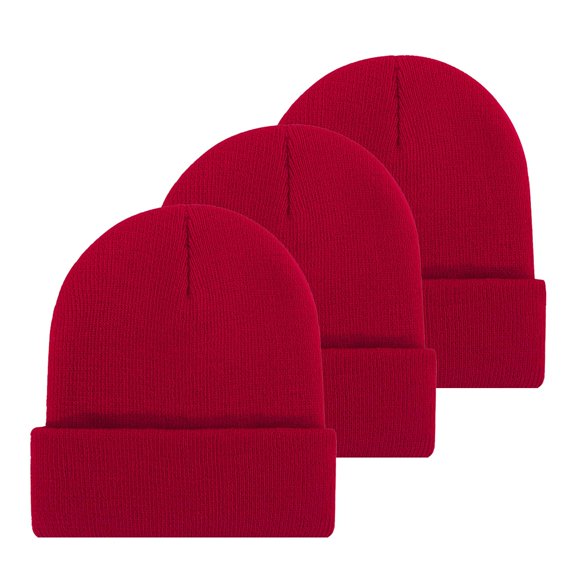 HCURIBAD 3 Pack Winter Beanie Hats for Men Women, Warm Cozy Knitted Cuffed Skull Cap, Soft Warm Hat for Men / Women Ski Watch Cap, Wholesale, Woolen Cap One Size
