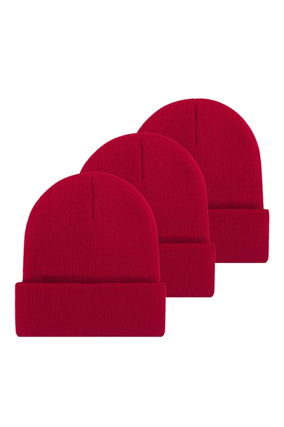 3 Pack Winter Beanie Hats for Men Women, Warm Cozy Knitted Cuffed Skull Cap, Soft Warm Hat for Men / Women Ski Watch Cap, Wholesale, Woolen Cap One Size