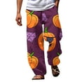 thumbnail image 1 of HCURIBAD Baggy Pants, Pants for Men Men's Casual Pants Halloween Pumpkinhead Beach Pants with Pockets 2024 New, Halloween Pants, Halloween Pajamas, (Clearance) C L, 1 of 5