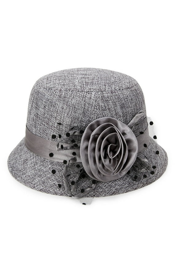 Beach Hat Women's Vintage Flower Bucket Hat Dress Decorative Hat Winter Bowler Hat Linen Sun Hat Womens Sun Hat Summer Hats for Women 2024 Straw Hat, 1PC Hat Gray One Size