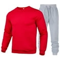 thumbnail image 1 of HCURIBAD Big and Tall SweatPants for Men Mens Suit Long Sleeve Round Neck Top Long Pants Set Warm Sports Sweatshirt Suit, Fall Outfits, Track Suits Mens, American Flag Shirt Red 3XL, 1 of 3