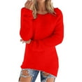 thumbnail image 1 of HCURIBAD Clearance! Long Sleeve Shirts for Women, Womens Fashionable Long Sleeve Pullovers Loose Fuzzy Jumper Sweater, Womens Tops, Sweaters for Women, 1 of 8
