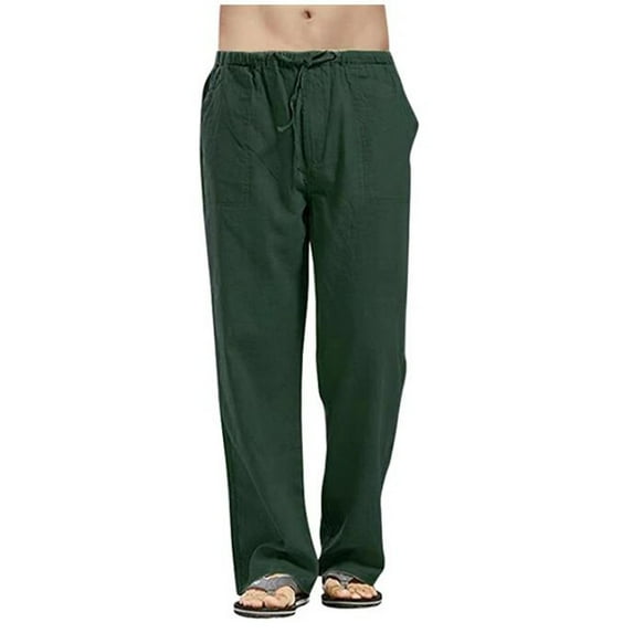 HCURIBAD Mens Pants Casual, Men's Casual Athletic Work Pants Plus Size Homewear with Pockets Mens Sweatpants Hiking Pants Men Lightweight Pants, 1PC Pant Green L
