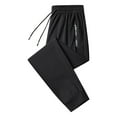 thumbnail image 1 of HCURIBAD Mens Pants Casual, Men's Ice Silk Sweatpants Breathable Drawstring Straight Leg Pants Mens Sweatpants Hiking Pants Men Lightweight Pants, 1PC Pant Black1 XXXXXL, 1 of 3
