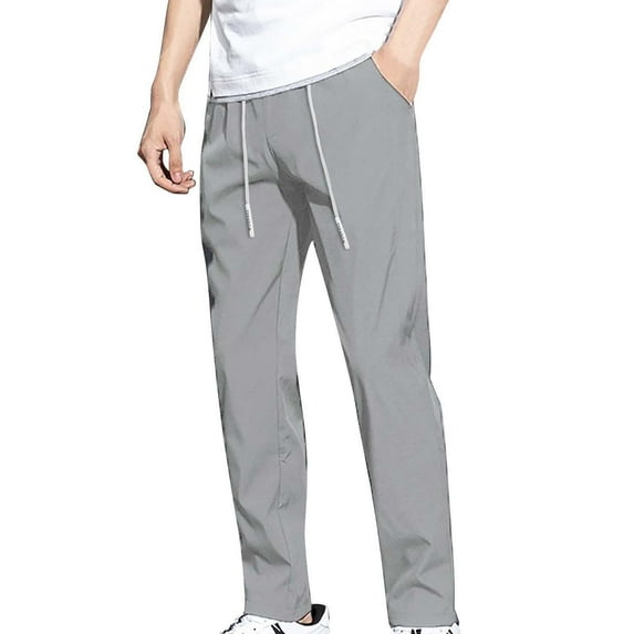 HCURIBAD Mens Pants Casual, Men's Thin Ice Pants Casual Breathable Stretch Quick Dry Sweatpants Mens Sweatpants Hiking Pants Men Lightweight Pants, 1PC Pant Gray XXL