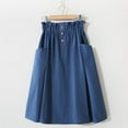 thumbnail image 1 of HCURIBAD Midi Skirt, Women's Casual Paper Bag Waist A Line Pleated Midi Skirt with Pockets, Skirts for Women, Flowy Skirt, Womens Skirts Blue One Size, 1 of 7