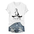 thumbnail image 1 of HCURIBAD T Shirts for Women, Graphic Tees Women's Halloween Print Crew Neck T-Shirt, Funny T-shirts, Womens Casual Tops, Sale White M, 1 of 4