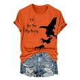 thumbnail image 1 of HCURIBAD Clearance! T Shirts for Women, Graphic Tees Women's Halloween Witch Print Crew Neck T Shirt, Funny T-shirts, Womens Casual Tops, Clearance Sale Orange 2XL, 1 of 4