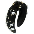 thumbnail image 1 of HCURIBAD Valentine's Day Gift Pearl Knotted Headband for Women Love Styles White Pearl Rhinestone Crystal Jeweled Hairband Boho Head Band Headpieces Head Accessories Black One Size, 1 of 4