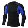 thumbnail image 1 of HCURIBAD Compression Shirt Men Men's Tights Stretchy Quick Dry Long Sleeve Athletic Fitness Clothing Long Sleeve Compression Shirt Gym Shirts Men Mens Workout Shirts Blue XL, 1 of 9