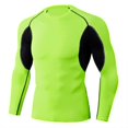 thumbnail image 1 of HCURIBAD Compression Shirt Men Men's Tights Stretchy Quick Dry Long Sleeve Athletic Fitness Clothing Long Sleeve Compression Shirt Gym Shirts Men Mens Workout Shirts Green L, 1 of 4