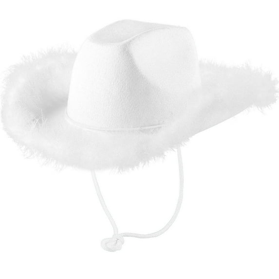 HCURIBAD Cowboy Hats for Women, Wide Brim Hats Women's Felt Stylized Hat Western Wide Brim Tied Cowboy Hat, Mens Cowboy Hat, Sun Hats 1PC Hat White1 One Size