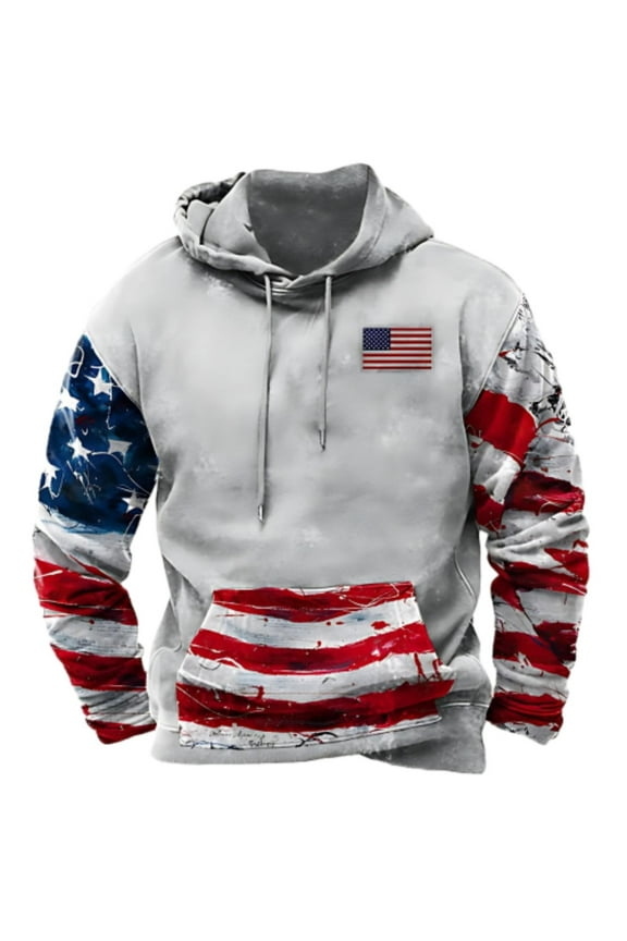 Fleece Jacket Men, Men's Fall Flag Print Long Sleeve Hooded Sweatshirt American Flag Shirt Hoodies for Men Graphic Hoodie, 1x Menswear C XL
