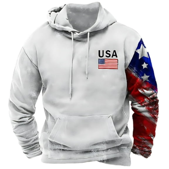 HCURIBAD Fleece Jacket Men, Men's Fall Flag Print Long Sleeve Hooded Sweatshirt American Flag Shirt Hoodies for Men Graphic Hoodie, 1x Menswear G XL
