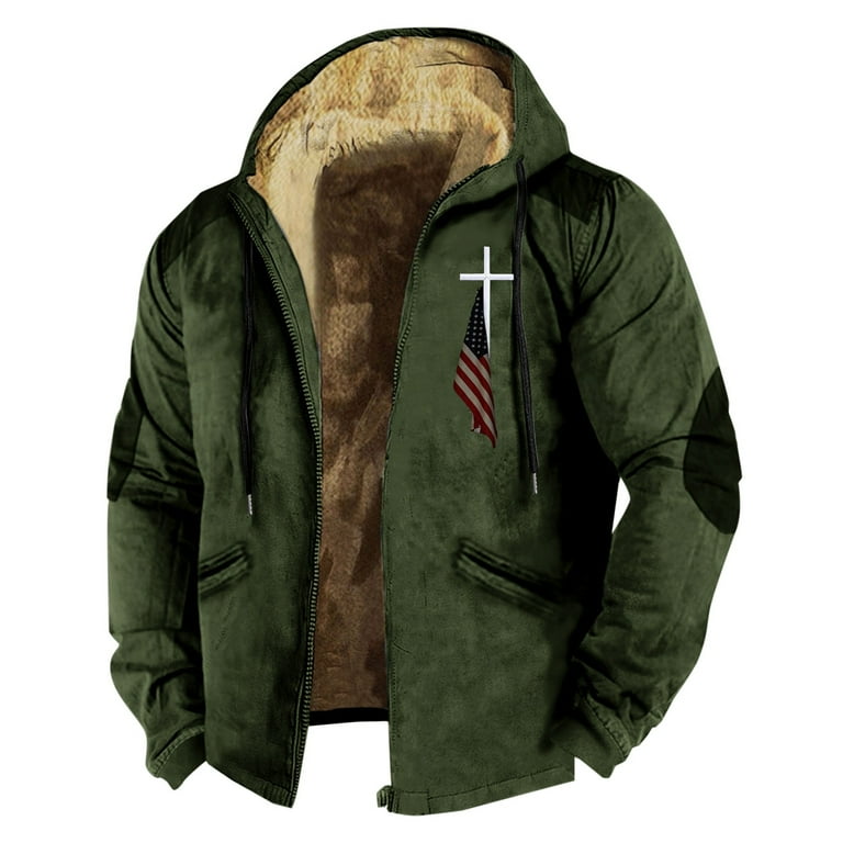 HCURIBAD Jackets for Men Clearance Men's Winter 3D Flag Print