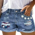 thumbnail image 1 of HCURIBAD Judy Blue Jeans for Women, Clearance! American Flag Shorts Womens Stripes Ripped Denim Shorts Button Cut Off Rolled Hem Jeans Shorts, Baggy Jeans Shorts for Women, Low Rise Jeans Blue L, 1 of 5