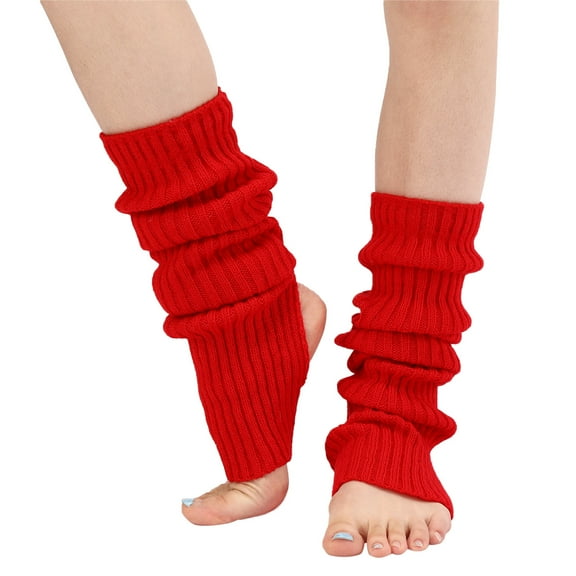 HCURIBAD Leg Warmers Ballet, Long Leg Warmer Womens Men 80s Party Ribbed Knit Dance Sports Leg Warmer (Available in Multiple Colors), Leg Warmers for Women Winter, Plus Size Leg Warmers Red One Size
