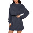 thumbnail image 1 of HCURIBAD Oversized Sweater Dress for Women Women's Furry Pullover Sweater Dress Loose Oversized Long Knitted Tops, Long Sweater Gray M, 1 of 4
