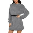 thumbnail image 1 of HCURIBAD Oversized Sweater Dress for Women Women's Furry Pullover Sweater Dress Loose Oversized Long Knitted Tops, Long Sweater Gray XL, 1 of 4