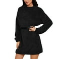 thumbnail image 1 of HCURIBAD Oversized Sweater Dress for Women Women's Furry Pullover Sweater Dress Loose Oversized Long Knitted Tops, Long Sweater Black S, 1 of 4