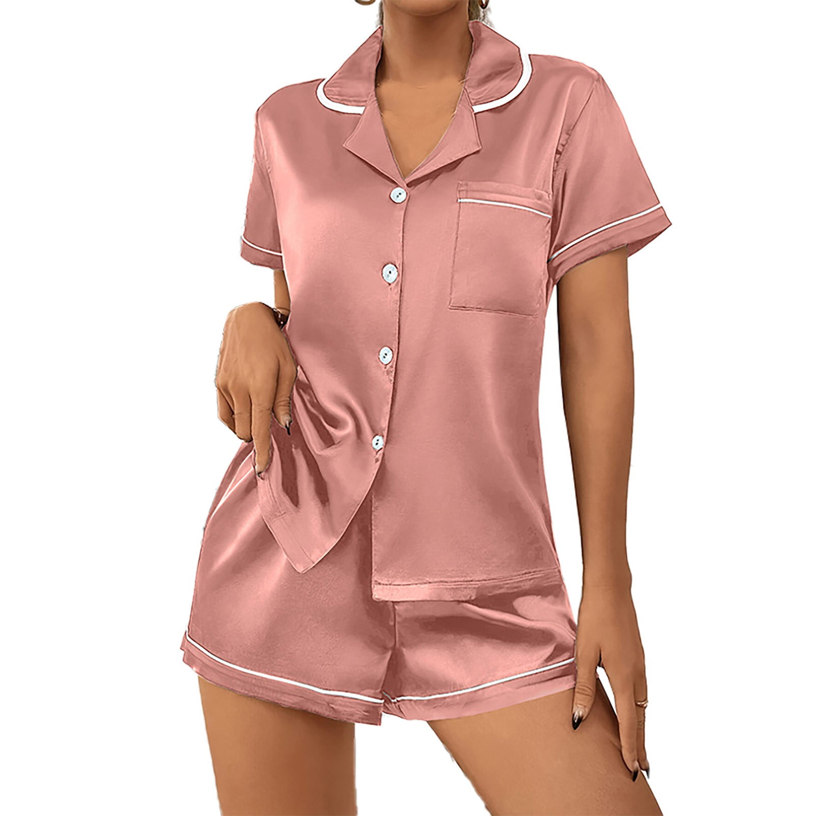 HCURIBAD Pjs Sets for Women,Two Piece Short Set Women's Short Sleeve