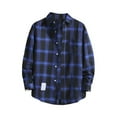 thumbnail image 1 of HCURIBAD Plaid Shirt Men, Mens Button down Long Sleeve Shirt Men's Fall Casual Shirt Lapel Plaid Tops Men's Cardigan, Flannel Shirt for Men, Mens Clothes, 1x Shirt Blue XXL, 1 of 5