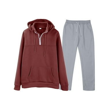 HCURIBAD Sweatshirt for Men, Men's Hooded Pullover Sweatshirt Straight SweatPants Set, Mens 1/4 Zip Pullover Lightweight, Track Suits Mens, Mens Hoodies, 1PC Sweatshirt   1PC SweatPants Wine 3XL