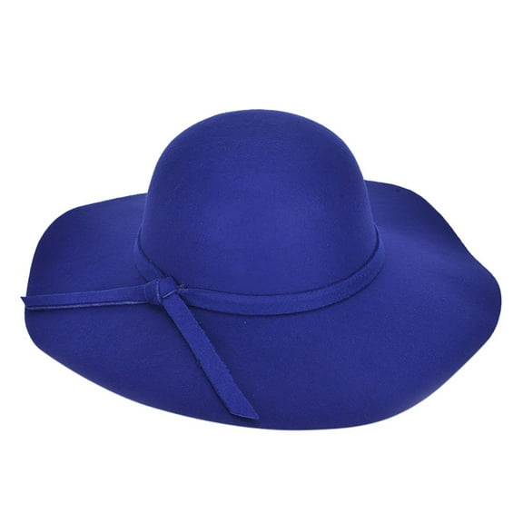 HCURIBAD Women's 100% Wool Foldable Wide Brim Retro Fedora Floppy Felt Bowler Hat Women's Clothing 1PC Blue One Size