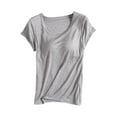 thumbnail image 1 of HCURIBAD Women's Fitted Sweatproof Undershirt Workout Tops | Cotton Scoop Neck | Original Fit | with Sweat Pads | Modal Stretch Scoop Neck T-Shirt 1PC Gray L, 1 of 7