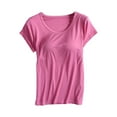 thumbnail image 1 of HCURIBAD Women's Fitted Sweatproof Undershirt Workout Tops | Cotton Scoop Neck | Original Fit | with Sweat Pads | Modal Stretch Scoop Neck T-Shirt 1PC Hot Pink L, 1 of 6