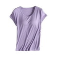 thumbnail image 1 of HCURIBAD Women's Fitted Sweatproof Undershirt Workout Tops | Cotton Scoop Neck | Original Fit | with Sweat Pads | Modal Stretch Scoop Neck T-Shirt 1PC Purple XL, 1 of 6