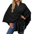 thumbnail image 1 of HCURIBAD Women's Shawl Wrap Poncho Ruana Cape Open Front Cardigan Shawls for Fall Winter, 1PC Shawl Black One Size, 1 of 4