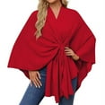 thumbnail image 1 of HCURIBAD Women's Shawl Wrap Poncho Ruana Cape Open Front Cardigan Shawls for Fall Winter, 1PC Shawl Red One Size, 1 of 4