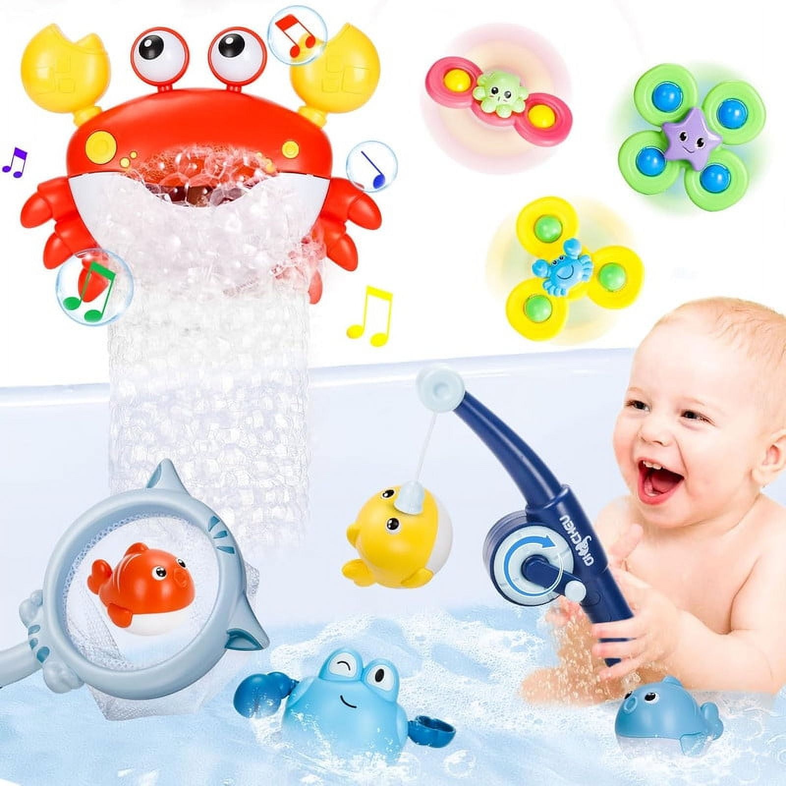 HCUSUS Baby Bath Toys for Toddlers, Fishing Toys Set with Crab Bubble
