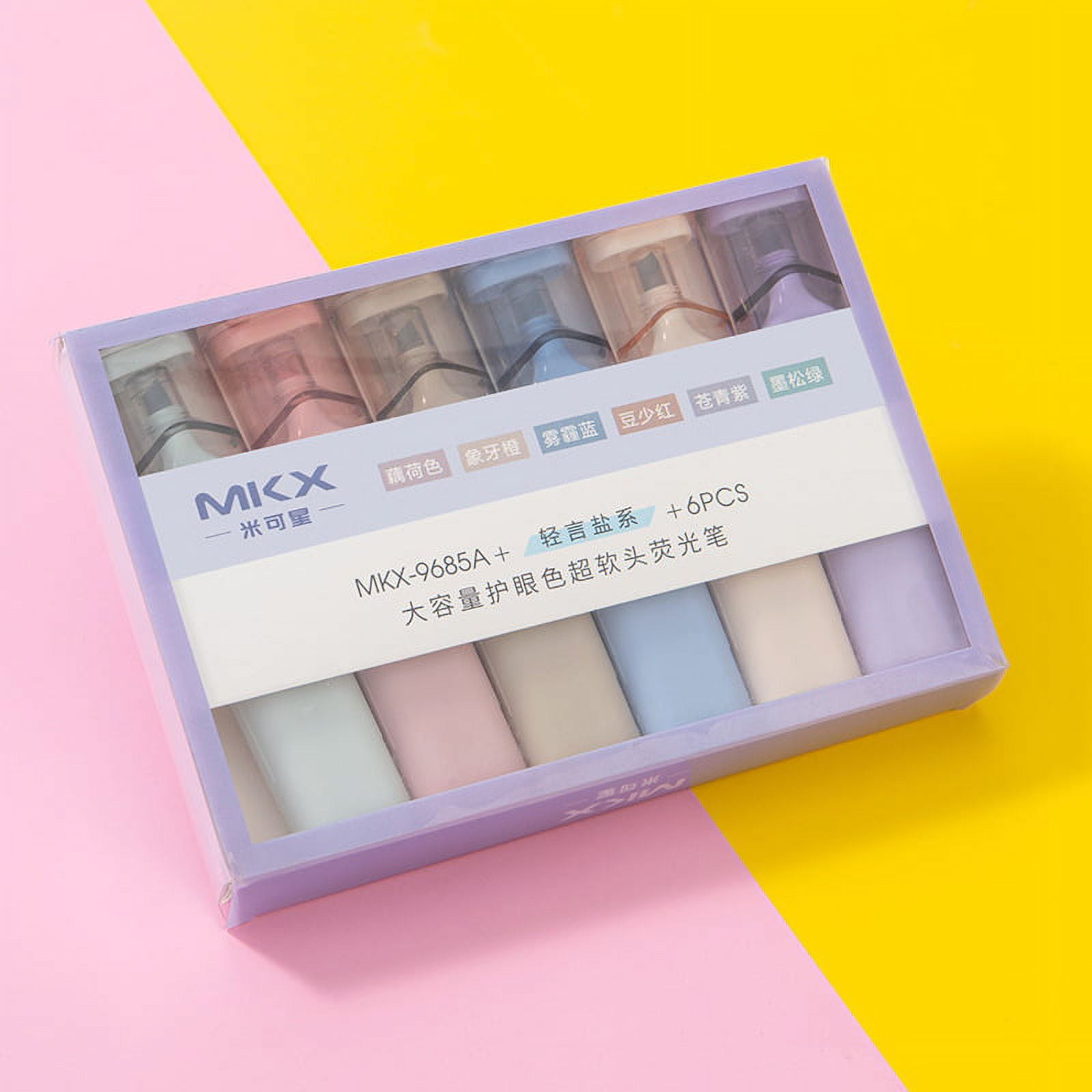 HCXIN 6 PCS Abruga Premium Highlighters, Chisel Tip Marker Pen, Cute