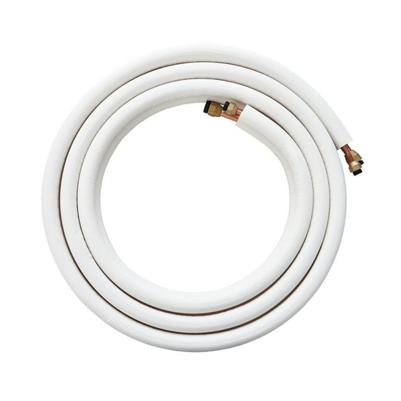 HCY 16FT Mini Split Line Set, 3/8" & 5/8" O.D Copper Pipes Tubing and Triple-Layer Insulation, for Air Conditioning or Heating Pump Equipment & HVAC with Rich Accessories (18ft Connection Cable)