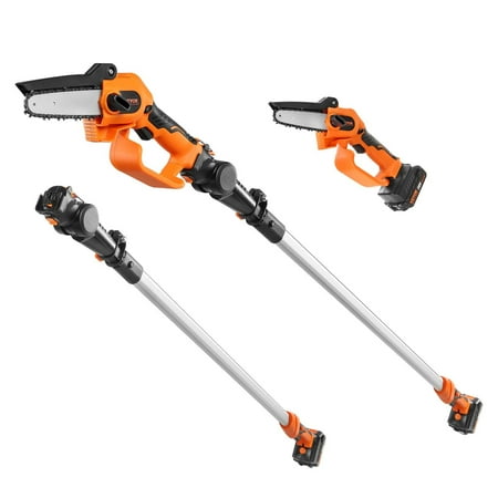HCY 2-in-1 Cordless Pole Saw & Mini Chainsaw, 20V 2Ah Battery Pole Chainsaw, 5" Cutting Capacity 8 ft Reach Pole Saw for Branch Cutting & Tree Trimming (Battery and Blade Cover Included)