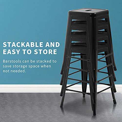 HCY 24 Inches Metal Bar Stools Set of 4 High Backless IndoorOutdoor