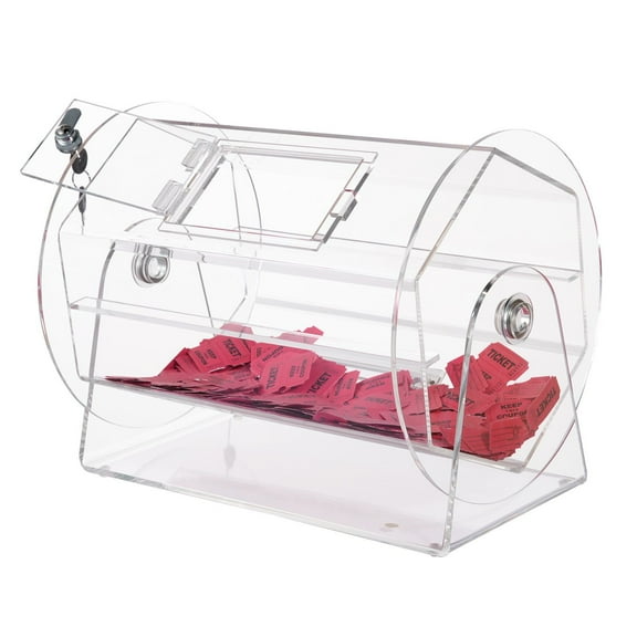 HCY Acrylic Raffle Drum,Professional Raffle Ticket Spinning Cage with 2 Keys, Transparent Lottery Spinning Drawing, Holds 5000 Tickets or 200 Raffle Balls, Raffle Ticket Box for Lottery Games Bingo