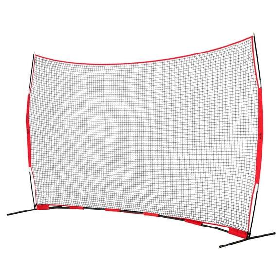 HCY Barricade Backstop Net, 16x10 ft Ball Sports Barrier Netting, Portable Practice Equipment with Carry Bag, Protection Screen for Baseball Softball Lacrosse Soccer Hockey Training, for Backyard