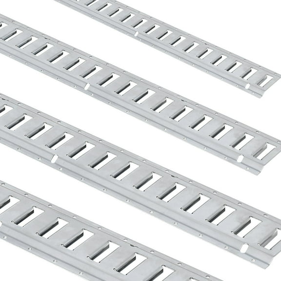 HCY E Track Tie-Down Rail Kit, 34PCS 5FT E-Tracks Set Includes 8 Steel Rails & 2 Single Slot & 8 O Rings & 8 Tie-Offs w/D-Ring & 8 End Caps, Securing Accessories for Cargo, Motorcycles, and Bikes