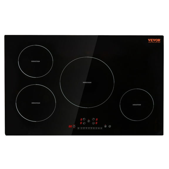 HCY Electric Cooktop, 4 Burners, 30'' Induction Stove Top, Built-in Magnetic Cooktop 7500W, 9 Heating Level Multifunctional Burner, LED Touch Screen with Child Lock & Over-Temperature Protection