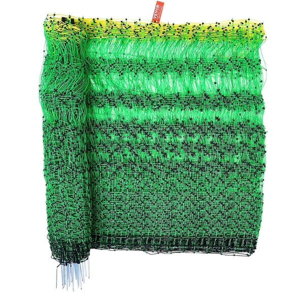 HCY Electric Fence Netting, 35" H x 164' L, PE Net Fencing with Posts & Double-Spiked Stakes, Utility Portable Mesh for Goats, Sheep, Lambs, Deer, Hogs, Dogs, Used in Backyards, Farms, and Ranches